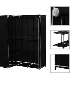 282449 Corner Wardrobe Black 130x87x169 cm