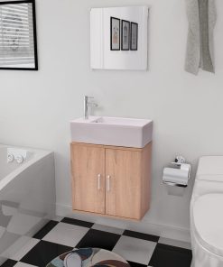 3-dijelni Komplet Namještaja za Kupaonicu sa Umivaonikom Bež