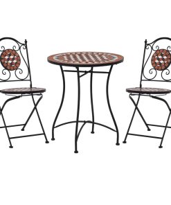 3-dijelni mozaični bistro set s keramičkim pločicama boje cigle