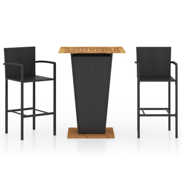 3-dijelni vrtni barski set crni