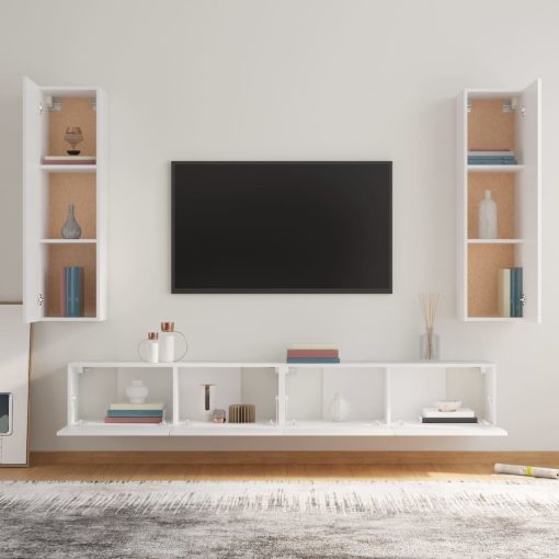 4-dijelni set TV ormarića bijeli od konstruiranog drva - Slika 3