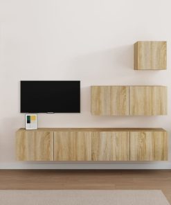 4-dijelni set TV ormarića boja hrasta sonome konstruirano drvo