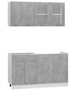 4-dijelni set kuhinjskih ormarića siva boja betona od iverice