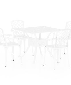 5-dijelni bistro set od lijevanog aluminija bijeli