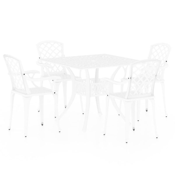 5-dijelni bistro set od lijevanog aluminija bijeli