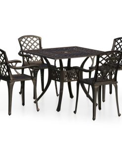 5-dijelni bistro set od lijevanog aluminija brončani