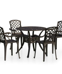 5-dijelni bistro set od lijevanog aluminija brončani