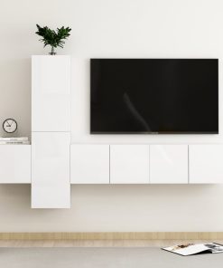5-dijelni set TV ormarića visoki sjaj bijeli od iverice