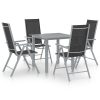 5-dijelni vrtni blagovaonski set aluminijski srebrno-crni
