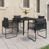 5-dijelni vrtni blagovaonski set od PVC ratana crni