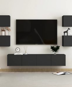 6-dijelni set TV ormarića od iverice crni