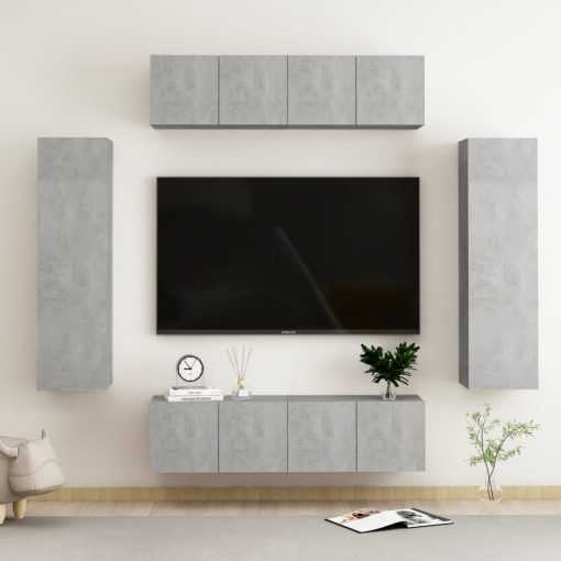 6-dijelni set TV ormarića siva boja betona od iverice