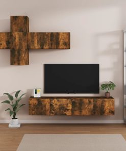 7-dijelni set TV ormarića boja dimljenog hrasta drveni