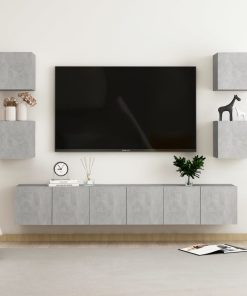 7-dijelni set TV ormarića siva boja betona od iverice
