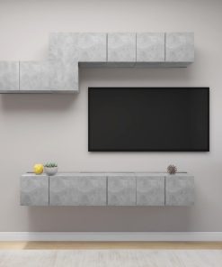 7-dijelni set TV ormarića siva boja betona od iverice
