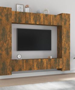8-dijelni set TV ormarića boja dimljenog hrasta drveni