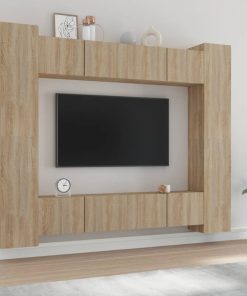 8-dijelni set TV ormarića boja hrasta sonome konstruirano drvo
