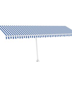 Automatska tenda sa senzorom LED 600 x 350 cm plavo-bijela
