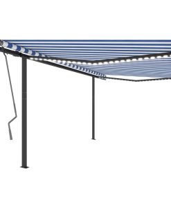 Automatska tenda sa senzorom za vjetar LED 4 x 3 m plavo-bijela