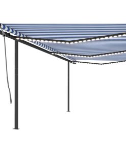 Automatska tenda sa senzorom za vjetar LED 6 x 3 m plavo-bijela