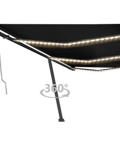 Automatska tenda sa senzorom za vjetar LED 600x350 cm antracit