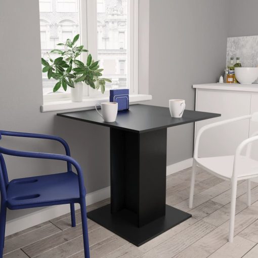 Blagovaonski stol crni 80 x 80 x 75 cm od iverice