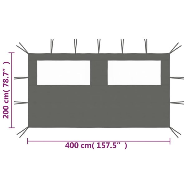 3070423 Gazebo Sidewall with Windows 4x2 m Anthracite (315312) - Slika 4