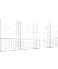 Gabionska košara U-oblika s 5 stupova 500x20x200 cm željezna