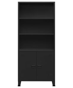 Industrijske police za knjige crne 80 x 32 x 180 cm čelične