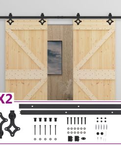 Klizna vrata s priborom za montažu 100x210 cm masivna borovina