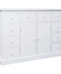 Komoda s 10 ladica bijela 113 x 30 x 79 cm drvena