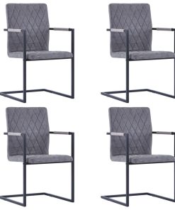 Konzolne blagovaonske stolice tamnosive 4 kom umjetna koža