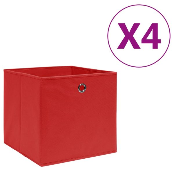 Kutije za pohranu od netkane tkanine 4 kom 28x28x28 cm crvene