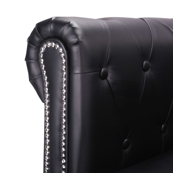 Chesterfield sofa od umjetne kože u obliku L crna - Slika 4