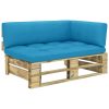 Kutna vrtna sofa od paleta od zeleno impregnirane borovine