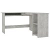 Kutni radni stol siva boja betona 120 x 140 x 75 cm od iverice