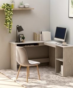 Kutni radni stol siva boja betona 120 x 140 x 75 cm od iverice