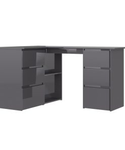 Kutni radni stol visoki sjaj sivi 145 x 100 x 76 cm iverica