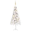 Kutno umjetno božićno drvce LED s kuglicama bijelo 180 cm PVC