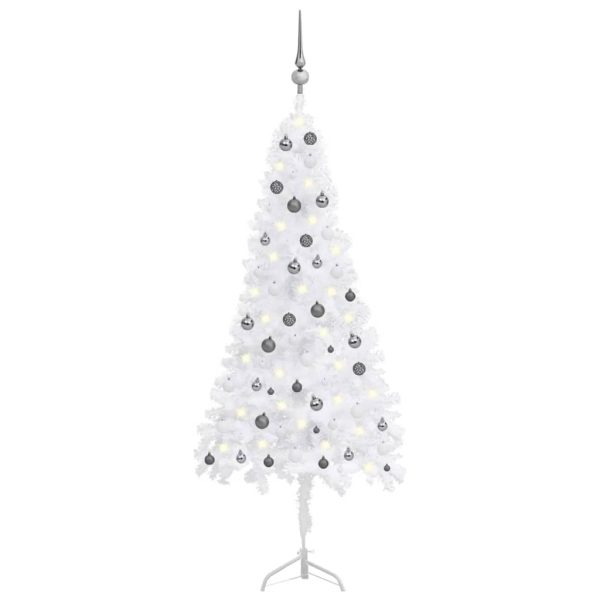 Kutno umjetno božićno drvce LED s kuglicama bijelo 210 cm PVC