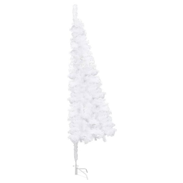 Kutno umjetno božićno drvce LED s kuglicama bijelo 210 cm PVC - Slika 3