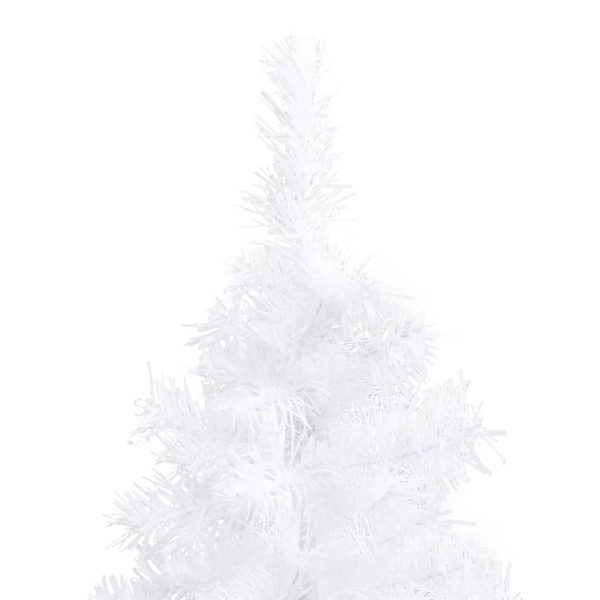 Kutno umjetno božićno drvce LED s kuglicama bijelo 210 cm PVC - Slika 4