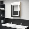LED kupaonski ormarić s ogledalom bijeli/hrast 50 x 13 x 70 cm