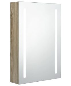 LED kupaonski ormarić s ogledalom boja hrasta 50 x 13 x 70 cm