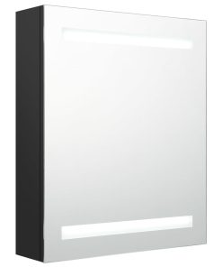 LED kupaonski ormarić s ogledalom crni 50 x 14 x 60 cm