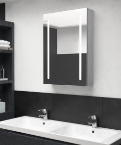 LED kupaonski ormarić s ogledalom siva boja betona 50x13x70 cm