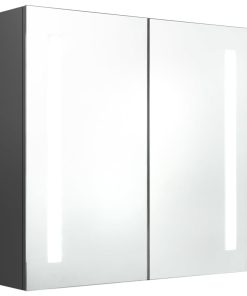 LED kupaonski ormarić s ogledalom sivi 62 x 14 x 60 cm