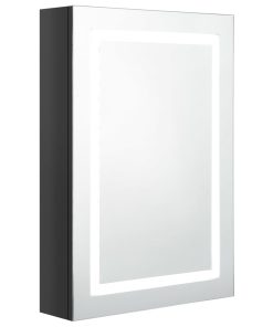 LED kupaonski ormarić s ogledalom sjajni crni 50 x 13 x 70 cm