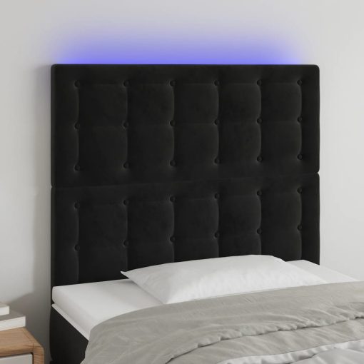 LED uzglavlje crno 100x5x118/128 cm baršunasto