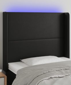 LED uzglavlje crno 103x16x118/128 cm od umjetne kože